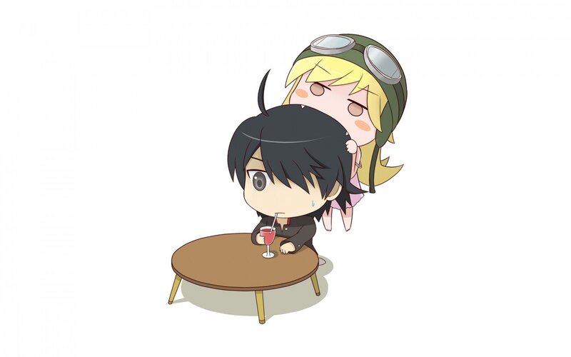 Chibi Characters at Table — White