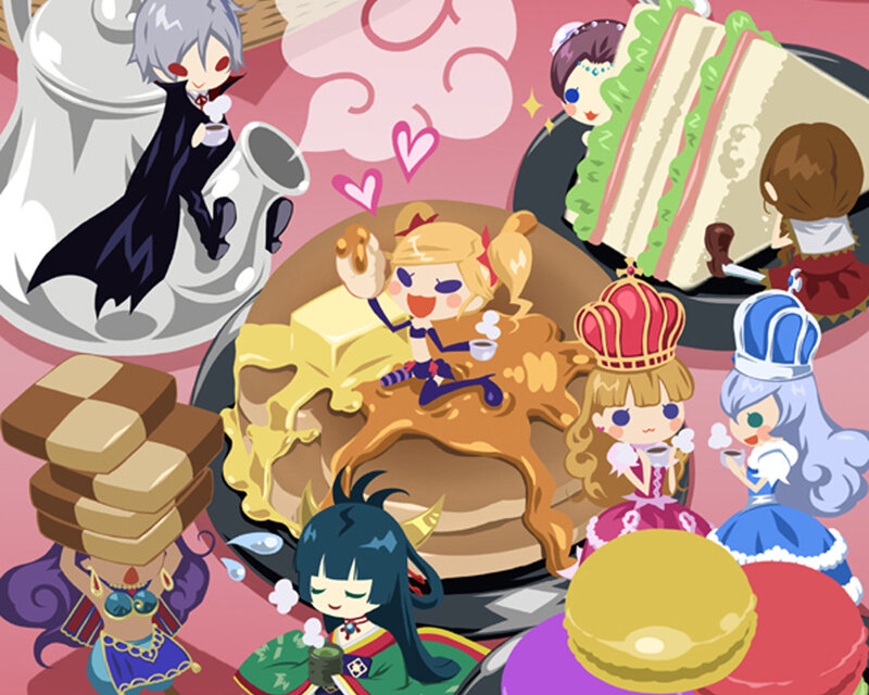 Chibi Characters at Tea Party — Pink
