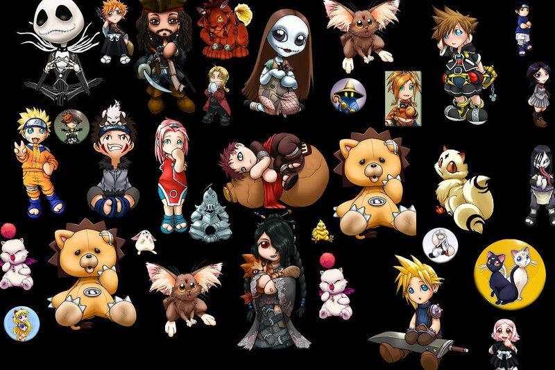 Chibi characters collage
