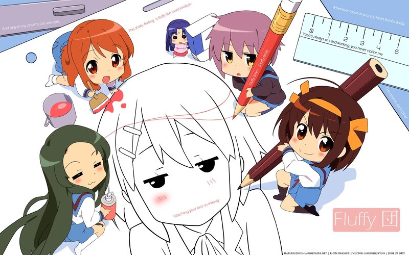 Chibi characters drawing a character