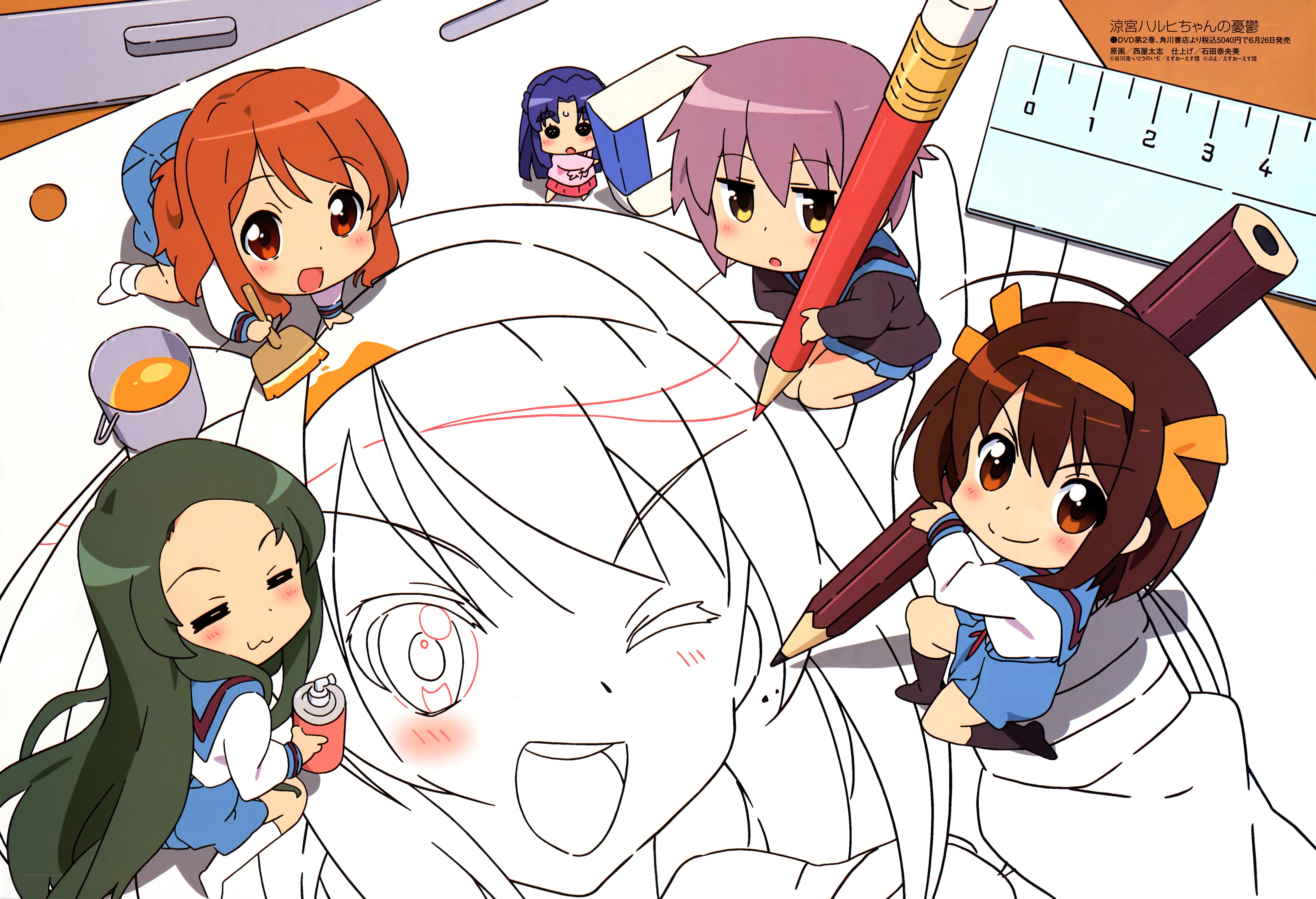 Chibi characters drawing a face