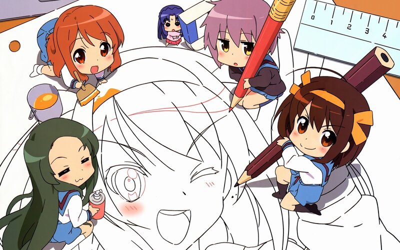 Chibi Characters Drawing — White, Playful, Anime