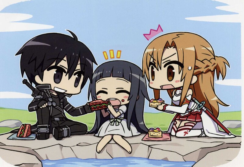 Chibi Characters Eating — Blue