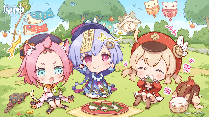 Chibi Characters Eating — Green