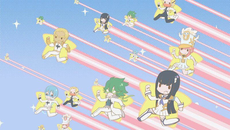Chibi Characters Flying — Blue