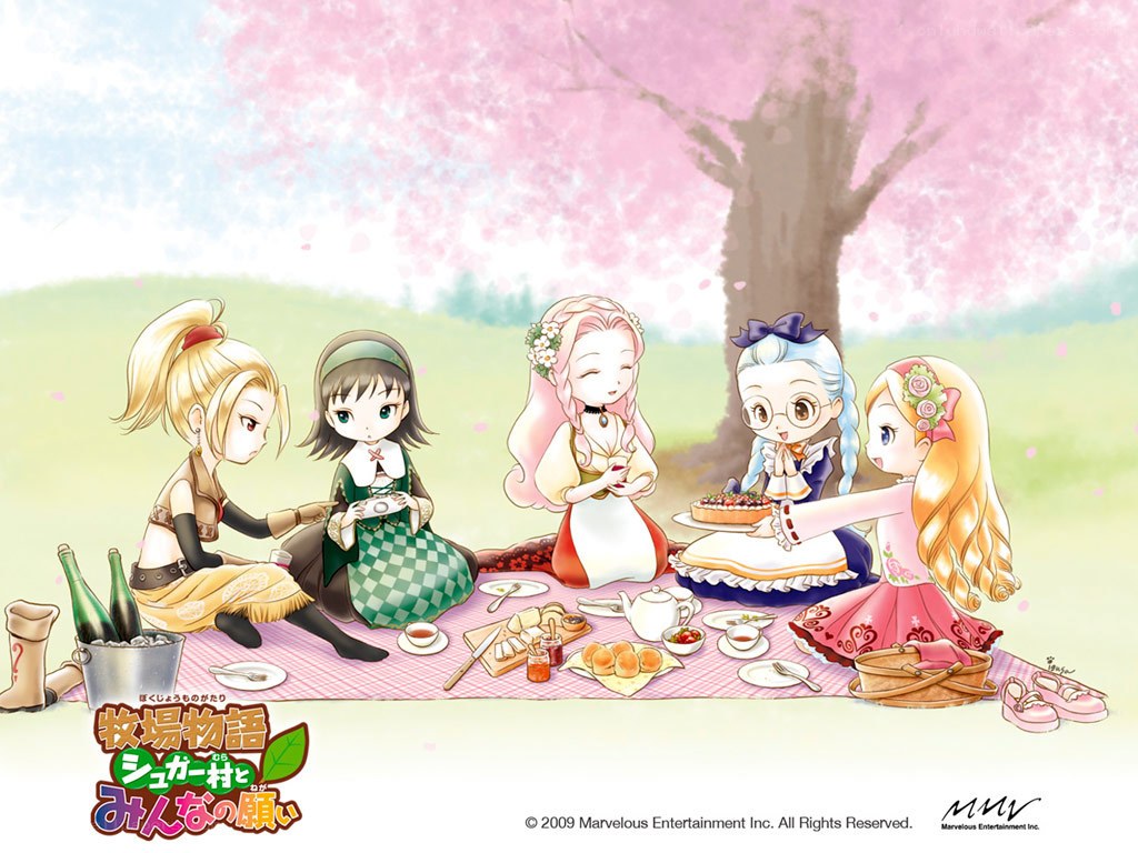 Chibi characters having a picnic