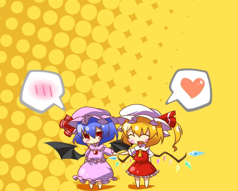 Chibi characters holding hands