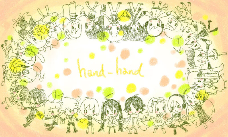 Chibi Characters Holding Hands — Yellow