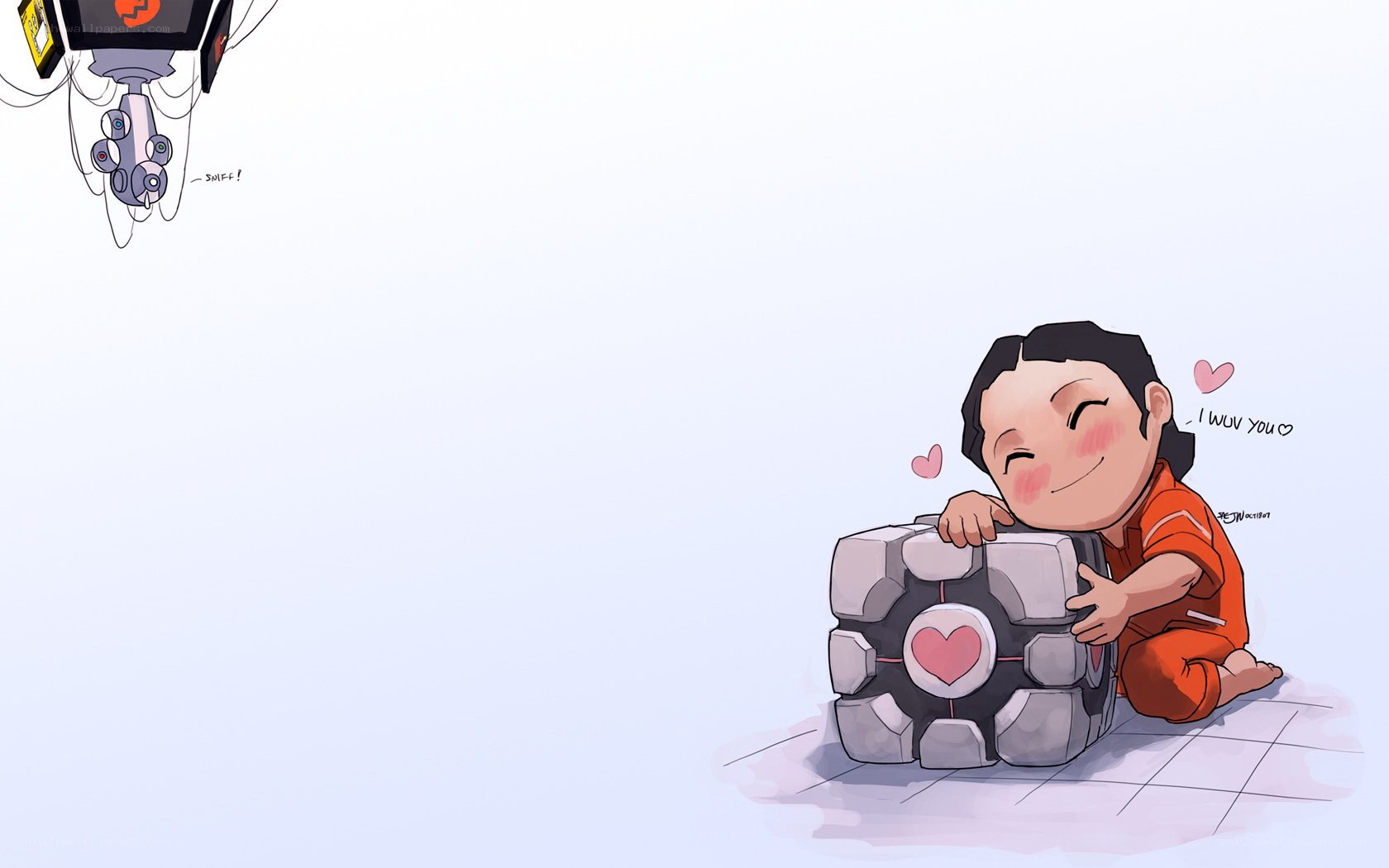 Chibi characters hugging