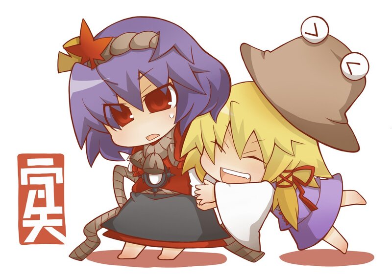 Chibi characters hugging