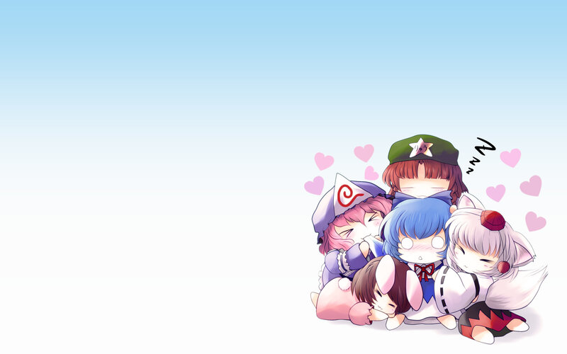 Chibi Characters Hugging — Blue