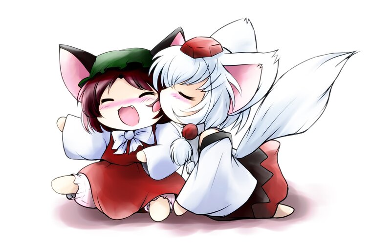 chibi characters hugging