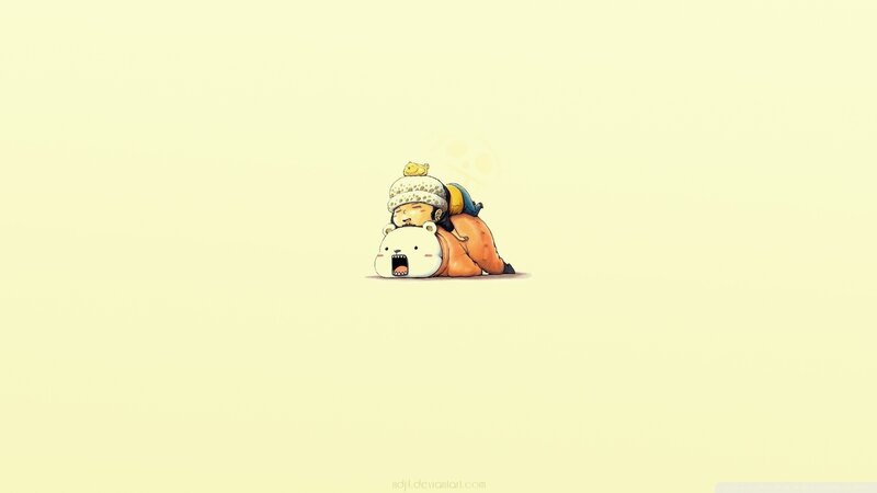 Chibi Characters Hugging — Yellow, Calm