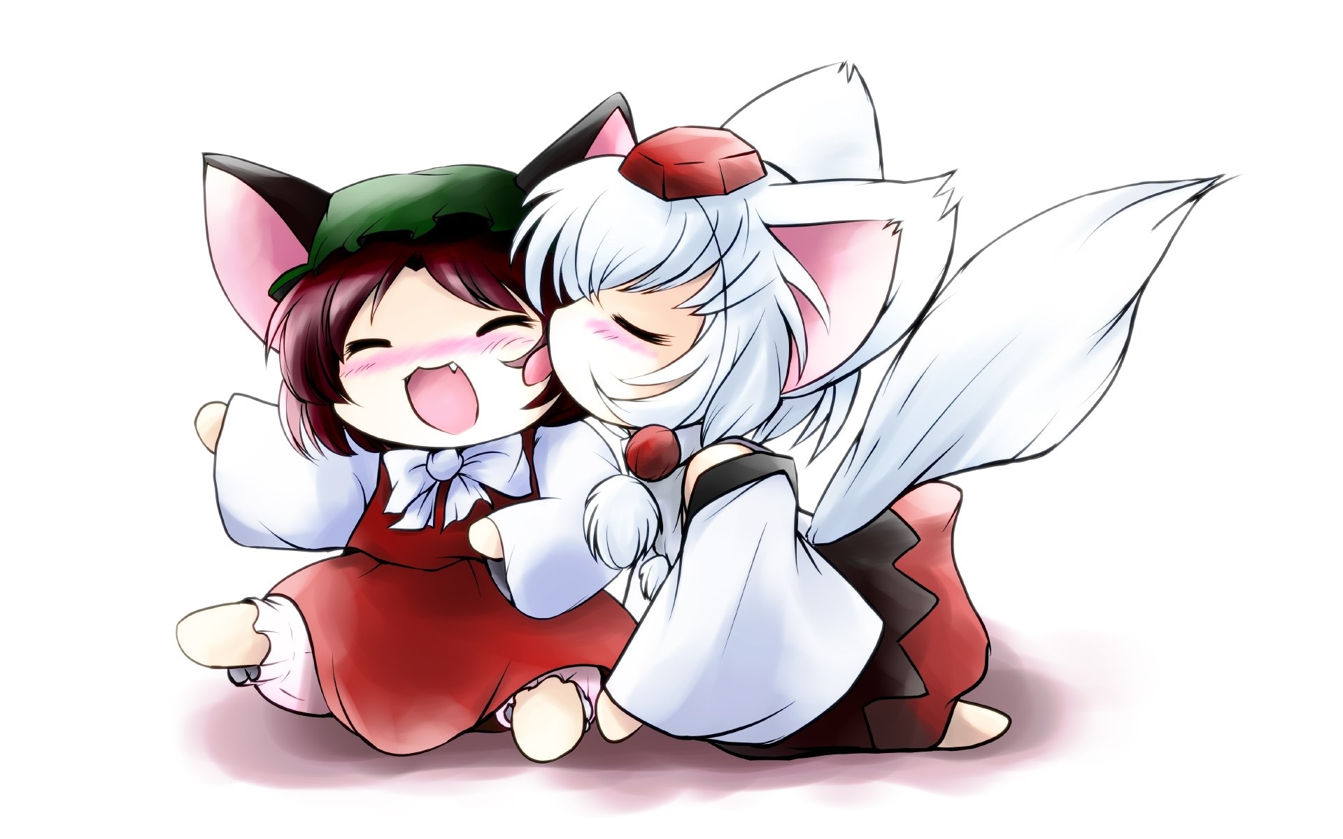 chibi characters hugging