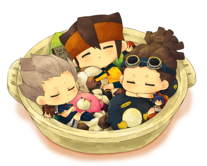 Chibi characters in a basket