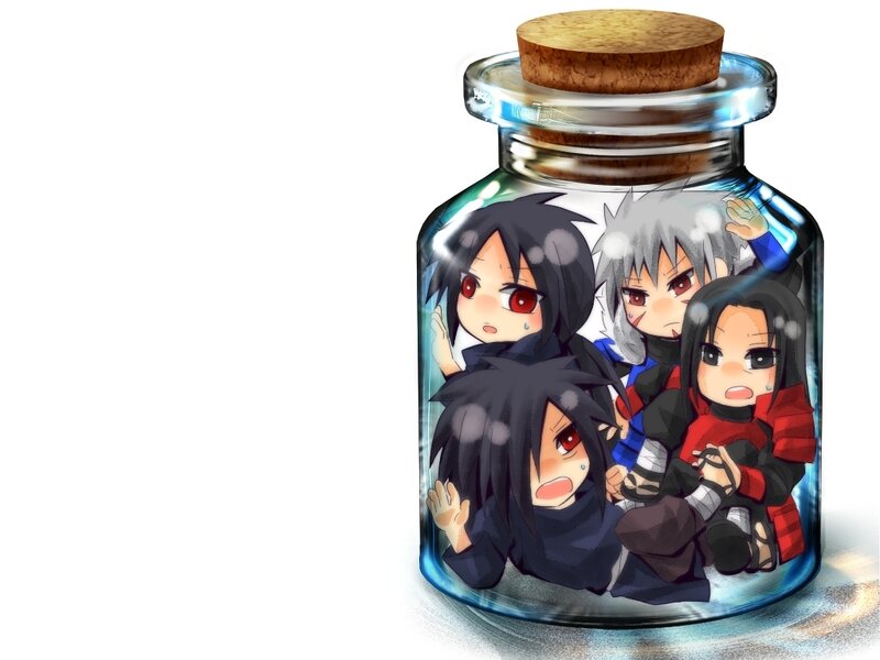 Chibi Characters in a Bottle — Blue