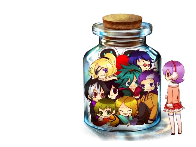 Chibi Characters in a Bottle — Purple