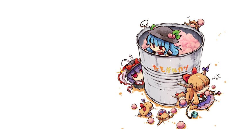 chibi characters in a bucket