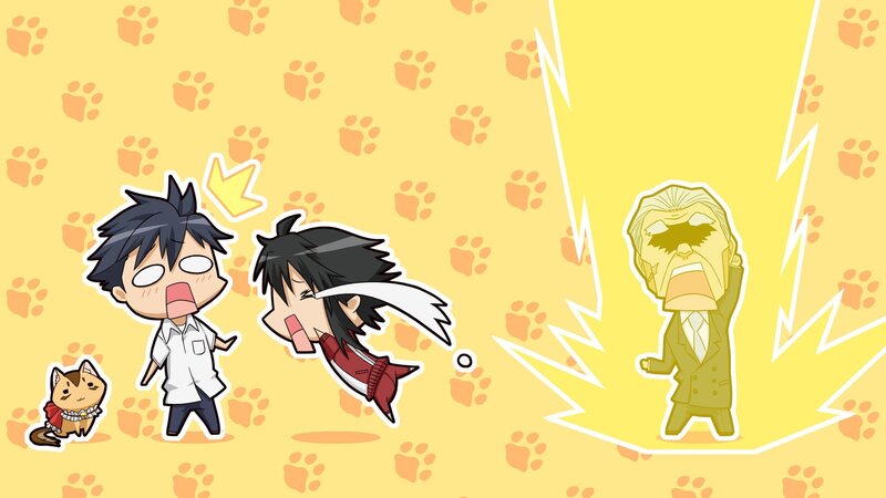 Chibi characters in a chaotic scene