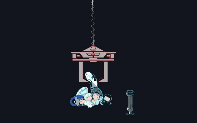 Chibi Characters in a Crane