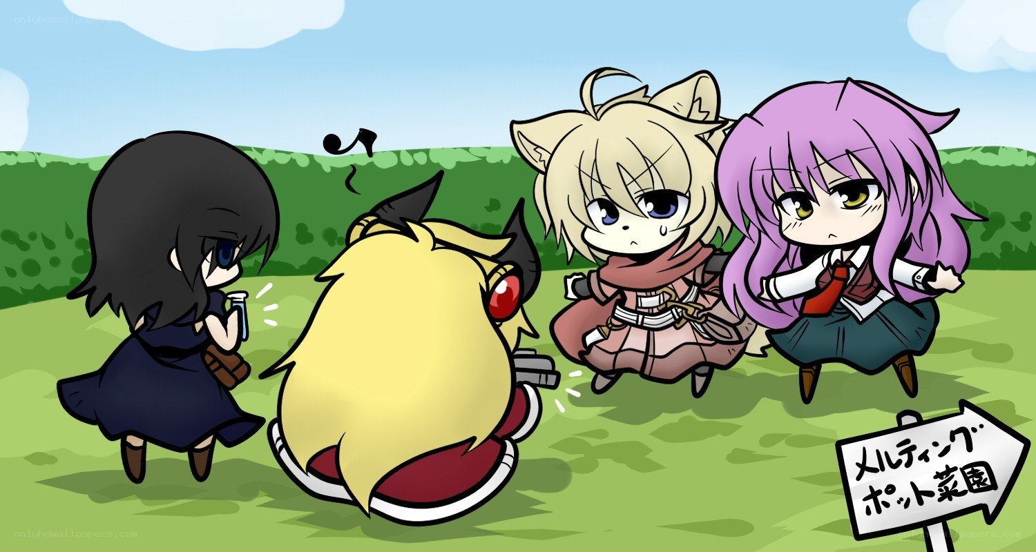 Chibi characters in a field