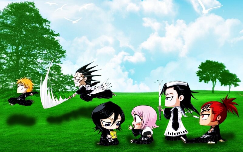 Chibi characters in a field