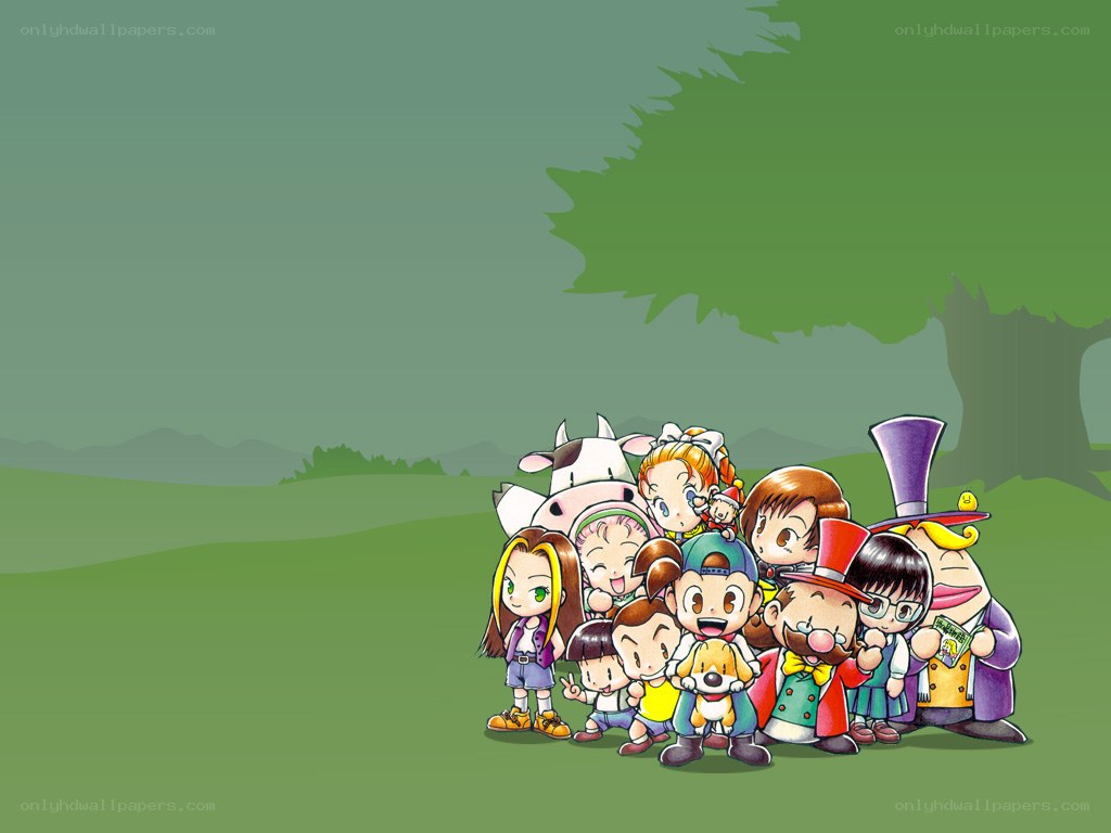 Chibi characters in a field