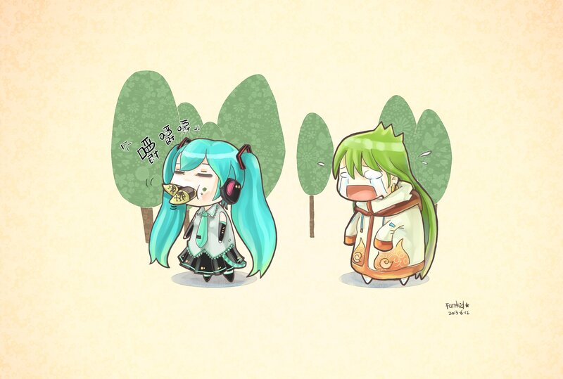 Chibi characters in a forest
