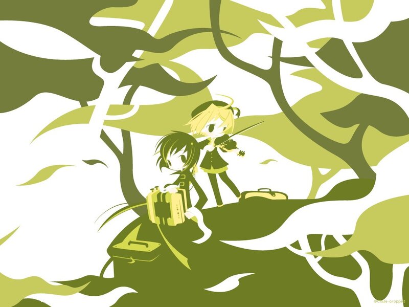 Chibi characters in a green forest