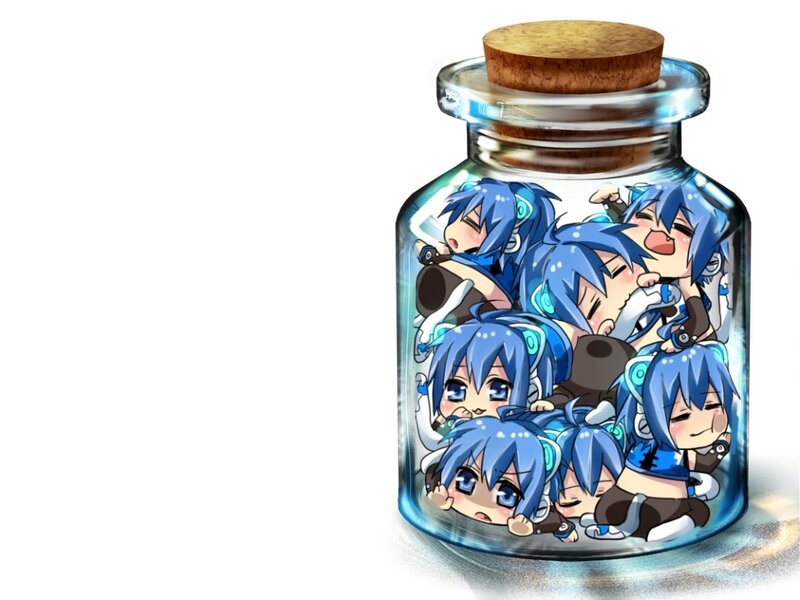 Chibi Characters in a Jar — Blue