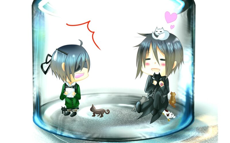 Chibi characters in a jar
