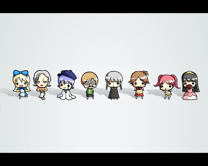 Chibi characters in a line