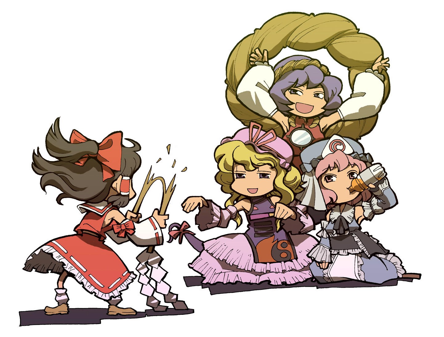 Chibi characters in a playful scene