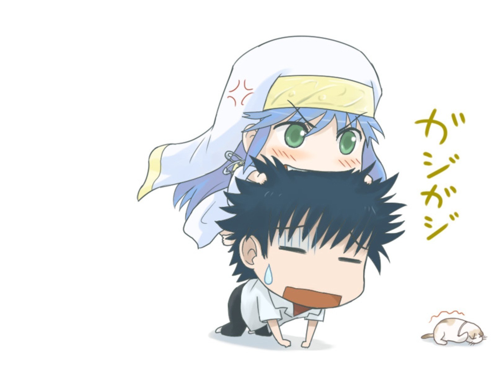 Chibi characters in a playful scene