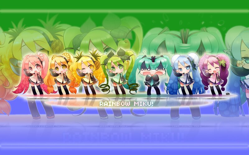 Chibi Characters in a Row — Green