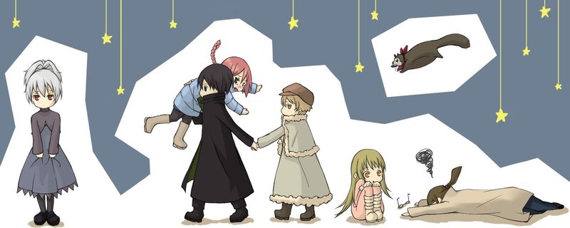 Chibi characters in a snowy scene