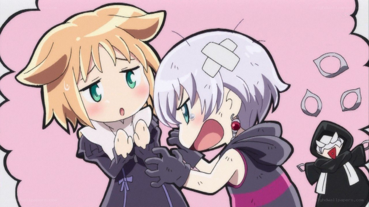 Chibi characters in a tense moment