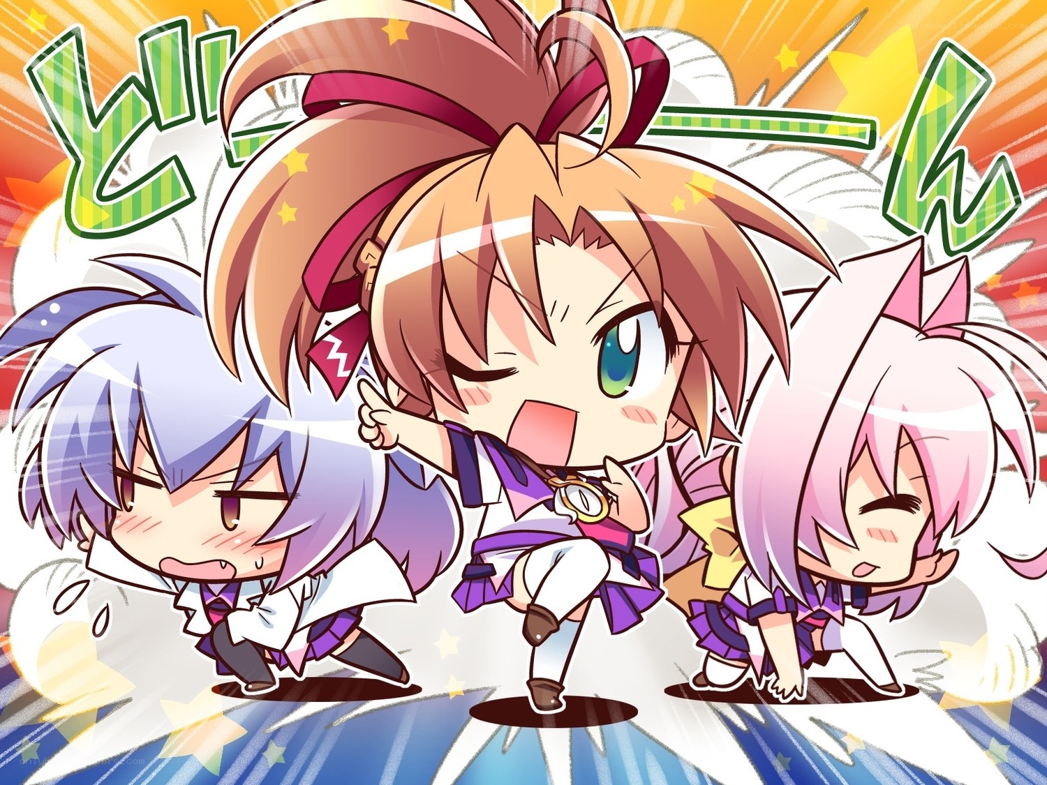 chibi characters in action