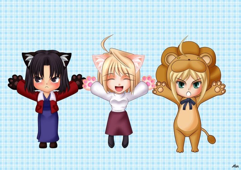 Chibi characters in animal costumes