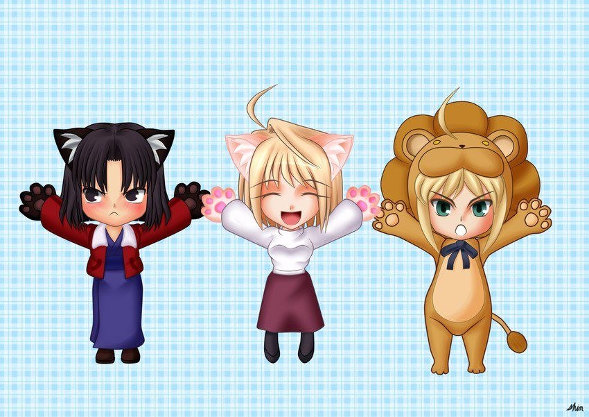 Chibi characters in animal costumes