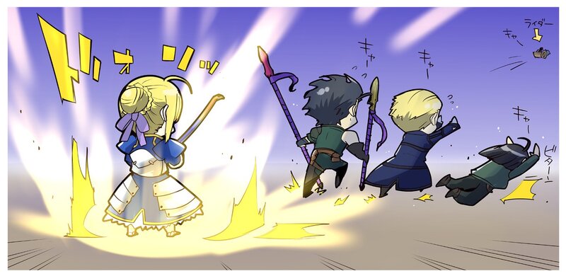 Chibi characters in battle