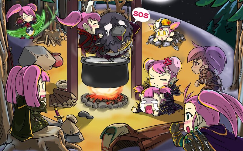 Chibi characters in camp