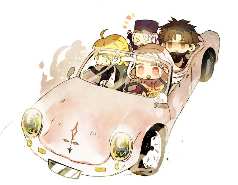 Chibi Characters in Car