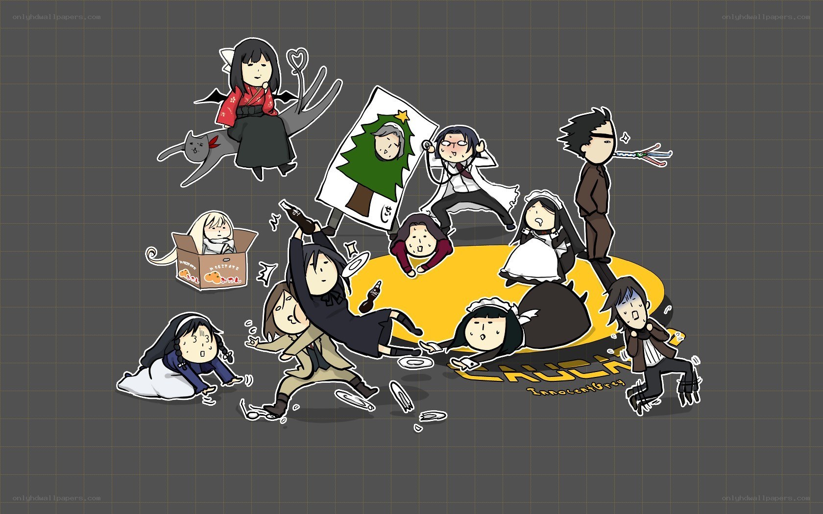 Chibi characters in chaotic scene