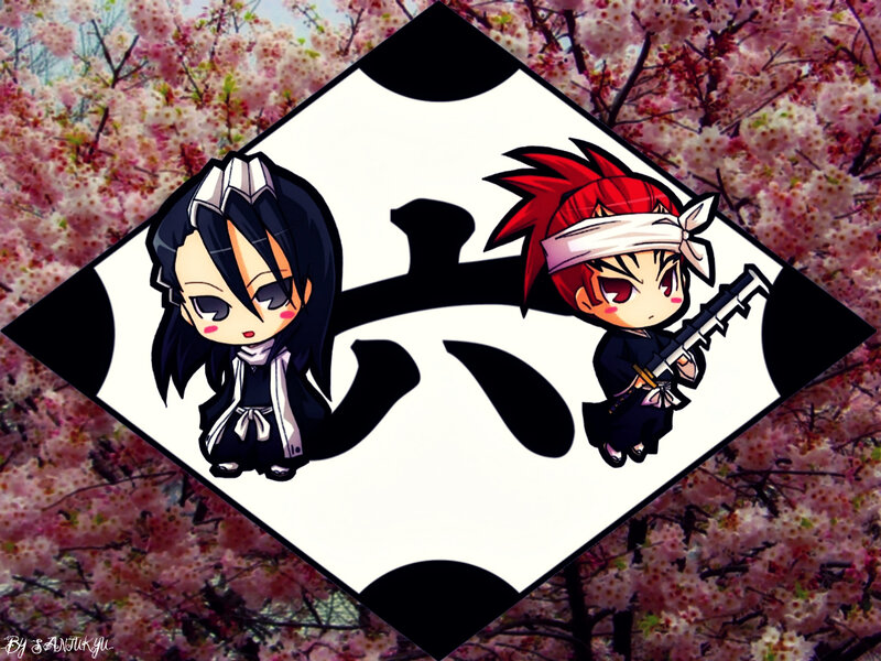 Chibi characters in cherry blossoms
