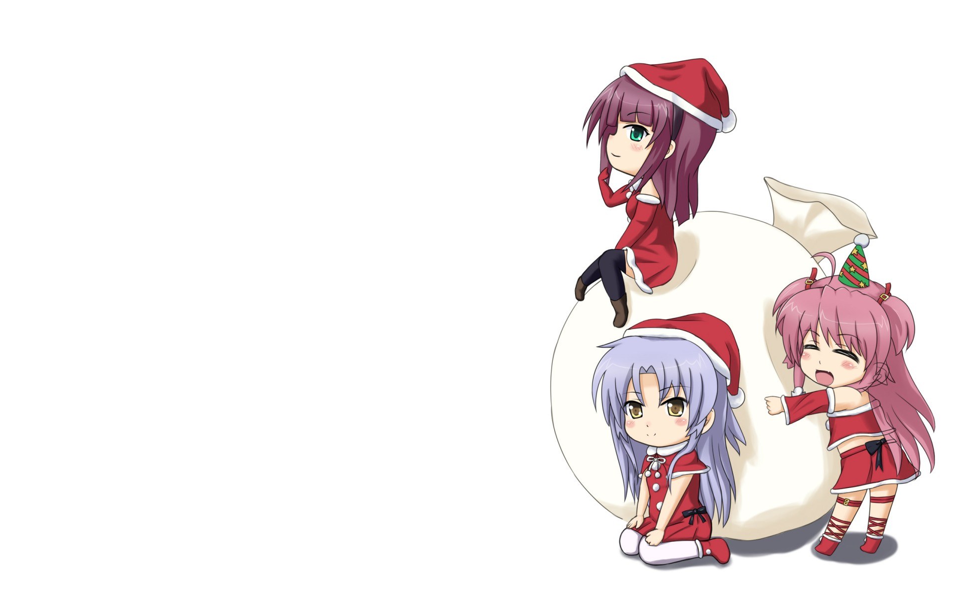 chibi characters in christmas outfits