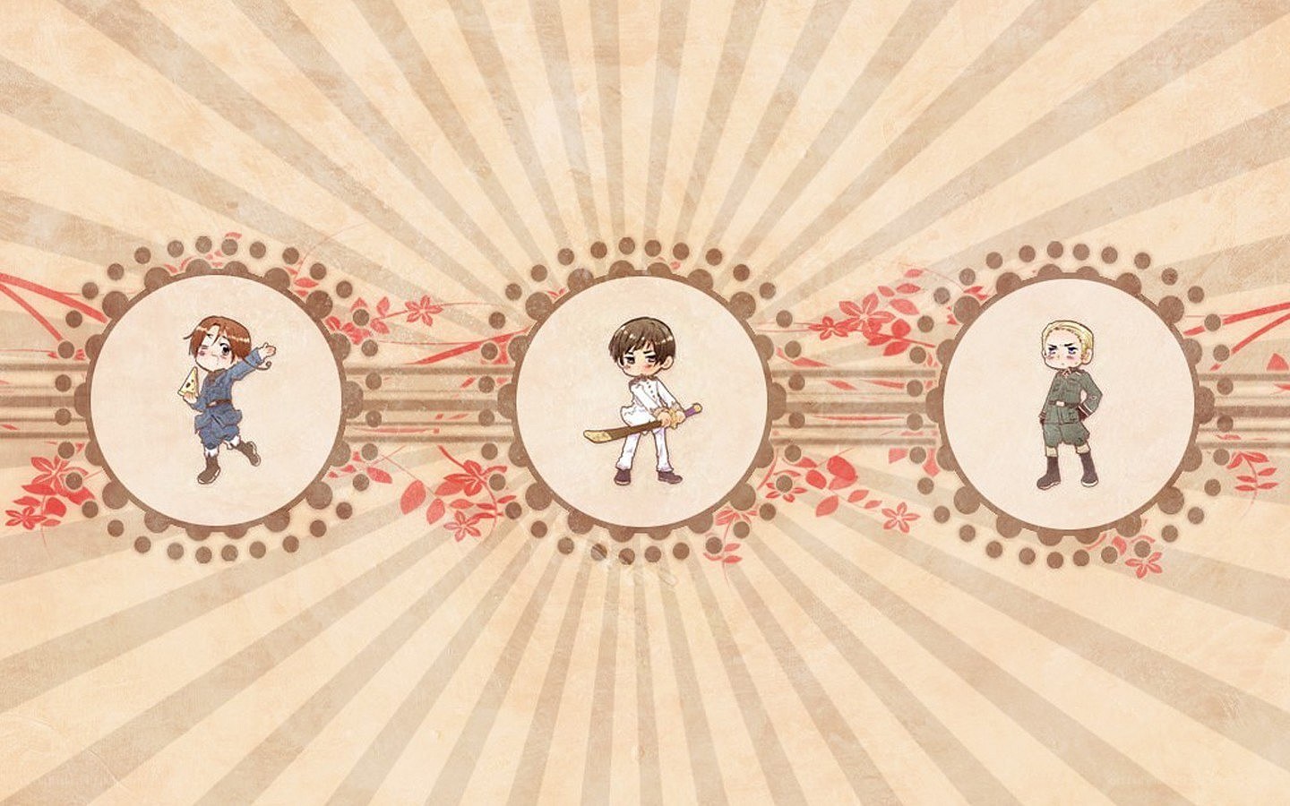 Chibi characters in circular frames