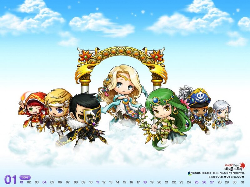 Chibi Characters in Clouds — Blue