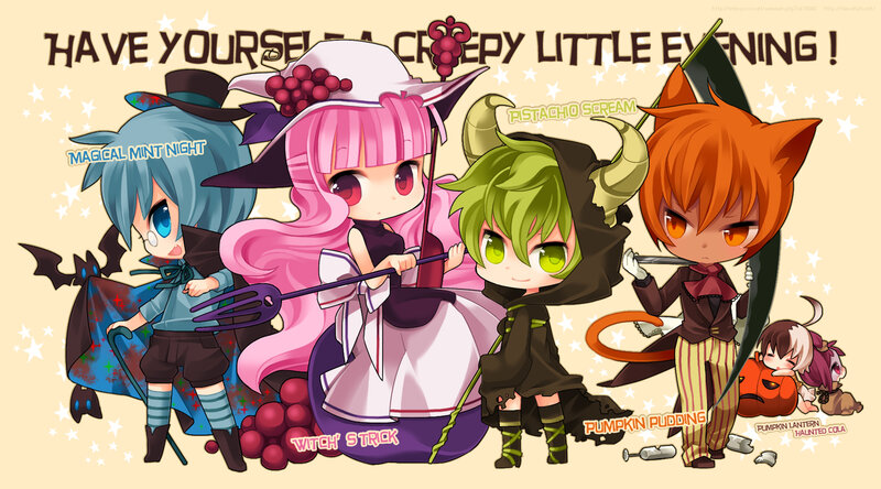 Chibi Characters in Costumes — Pink