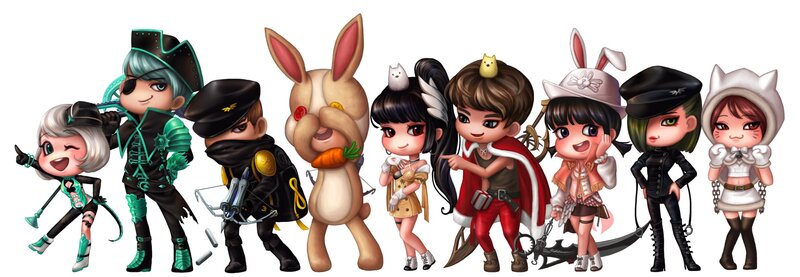 Chibi Characters in Costumes — White